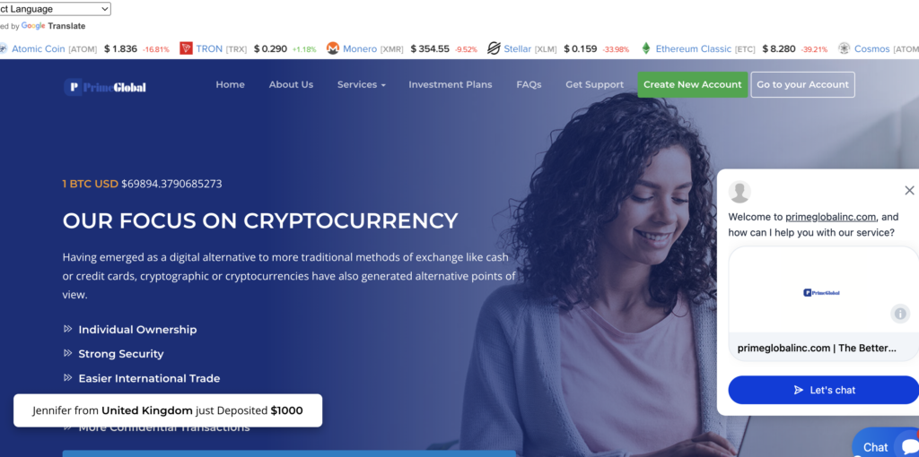 Primeglobalinc Review: A Risky Crypto Platform